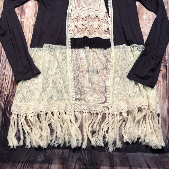 Umgee blue and cream small long cardigan - Picture 3 of 9